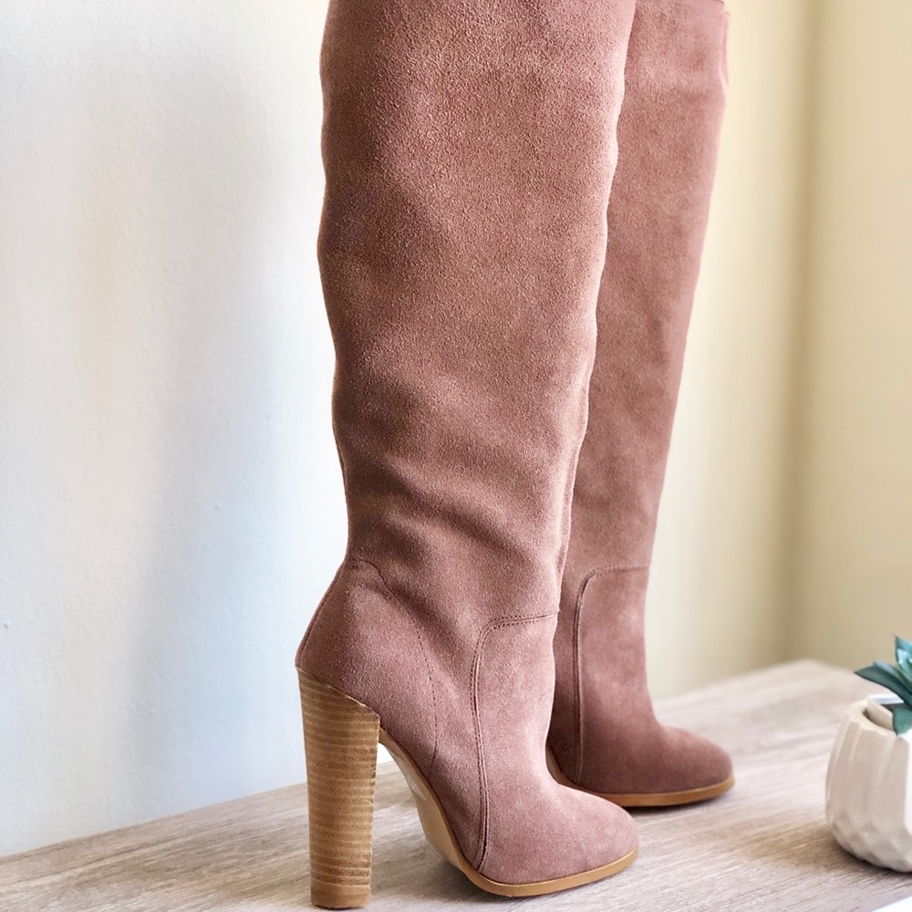 suede leather boots Colin Stuart mauve dusty rose